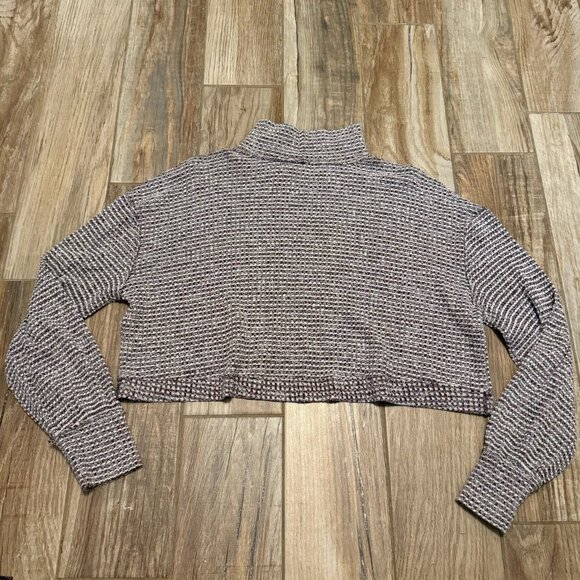 Free People BK Wine Red and White Turtleneck Long Sleeve Top - Picture 4 of 4